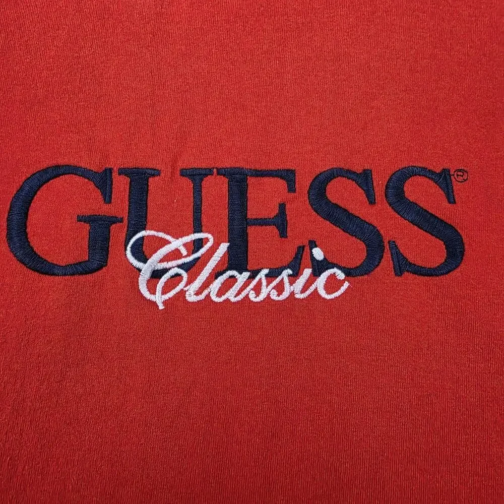 Vintage Guess Shirt Mens Large Classic Embroidered Made USA 90s Tee Streetwear - Picture 11 of 16